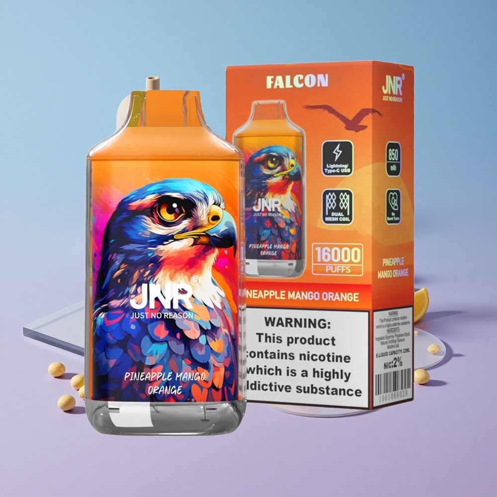 Ananas Mango Appelsin JNR Falcon 16000 Puffs 22ml E-væske Smart LED Display vape wholesale Norway