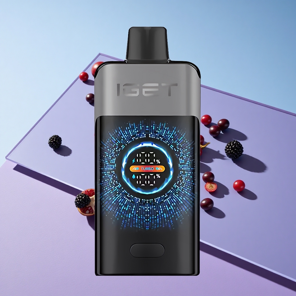 Bjørnebær/Kirsebær/Granate IGET ONE 12000 Puffs 2700 mAh Batteri Stor Bøyd Fargeskjerm vape wholesale Norway