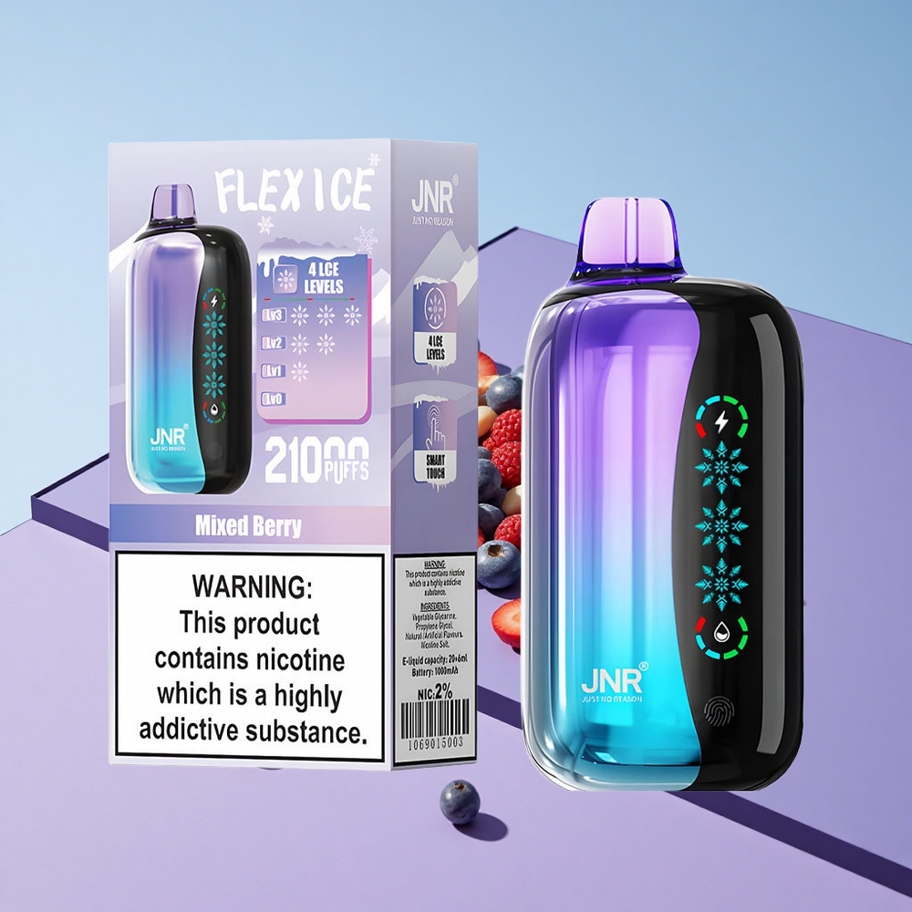 Blandet Bær JNR Flex Ice 21000 Puffs Tilpassbar Luftstrøm Touch Skjerm vape wholesale Norway