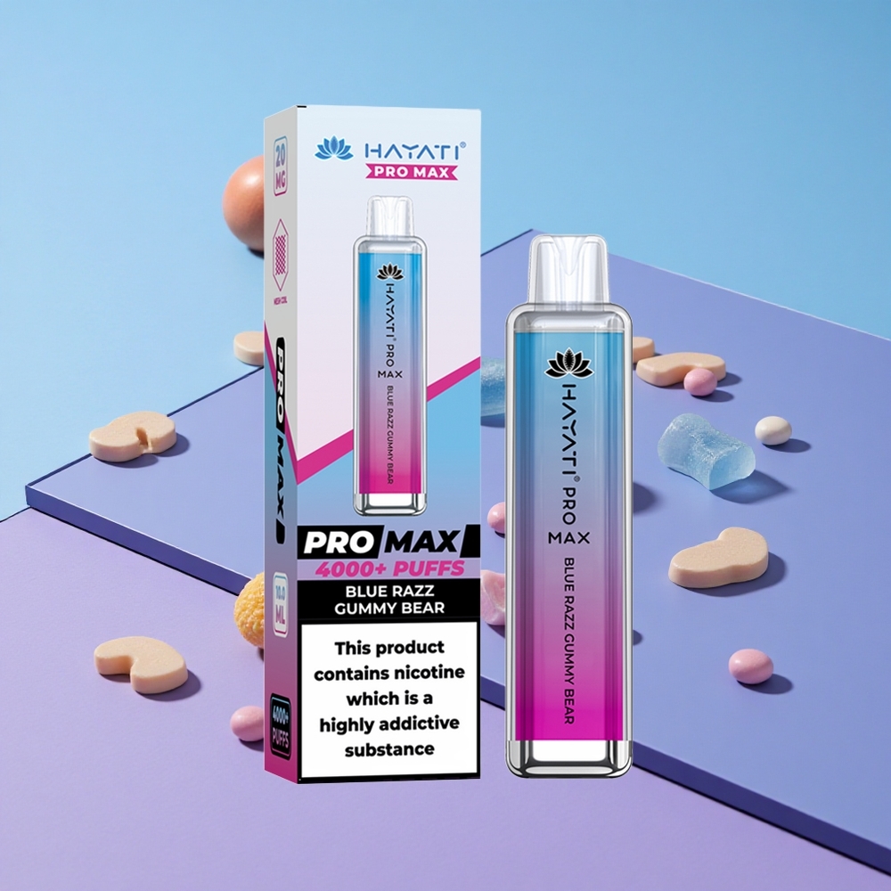 Blå Bringebær Gummibjørn Hayati Pro Max 4000 Puffs Oppladbar med LED vape wholesale Norway