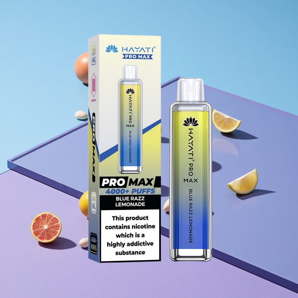 Blå Bringebær Sitronade Hayati Pro Max 4000 Puffs Oppladbar Dual Mesh Coil vape wholesale Norway