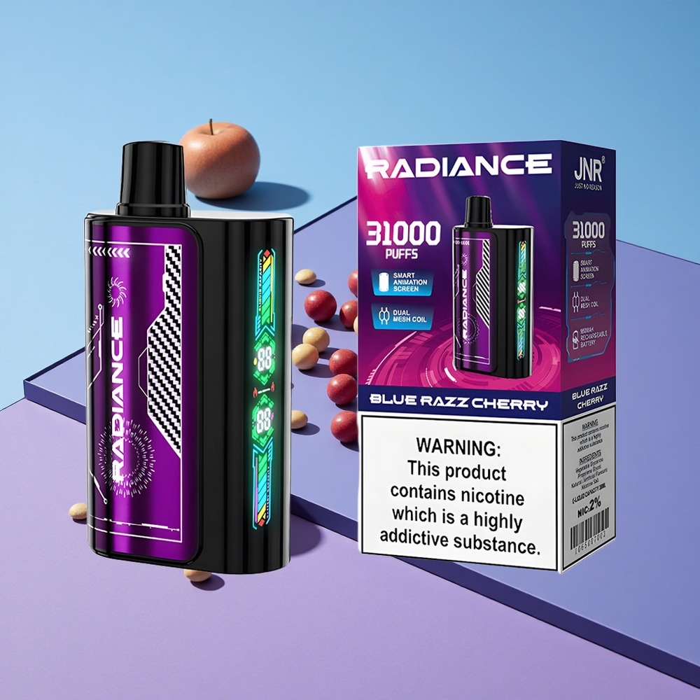 Blå Bringebær/Kirsebær JNR Radiance 31000 Trekk Smart Skjerm vape wholesale Norway