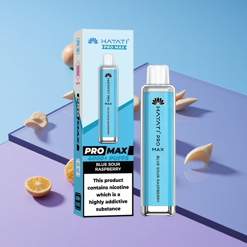 Blå sur bringebær Hayati Pro Max 4000 Puffs oppladbar vape med LED-lys vape wholesale Norway