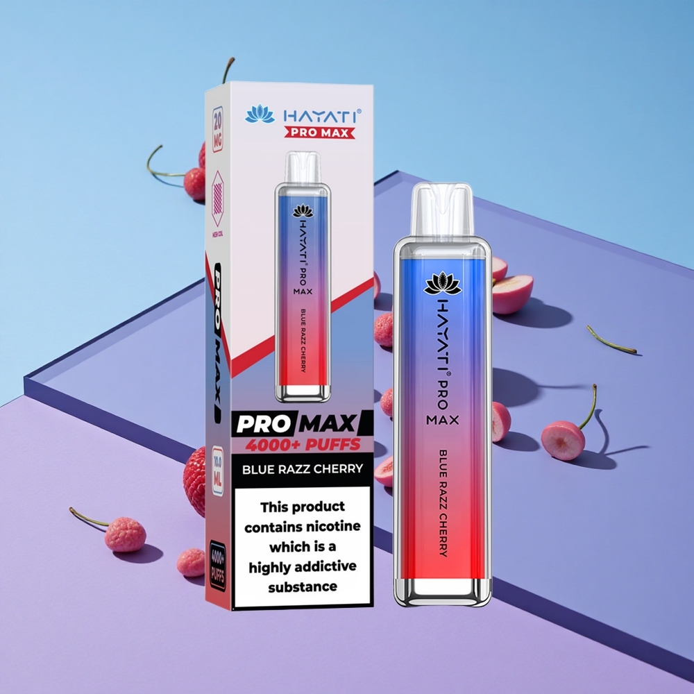 Blåbringebær og kirsebær Hayati Pro Max 4000 puffs oppladbar med LED-lys vape wholesale Norway