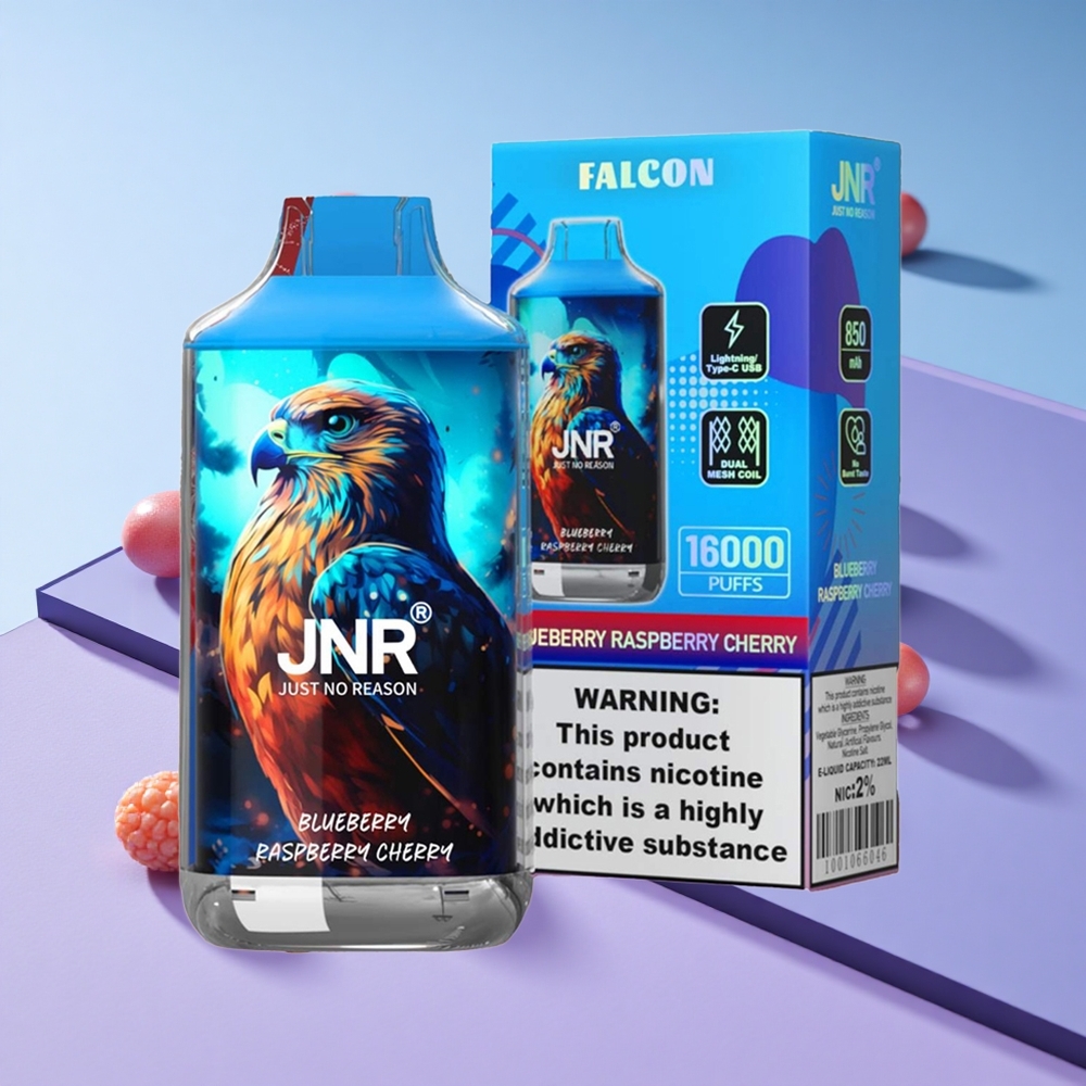 Blåbær Bringebær Kirsebær JNR Falcon 16000 Puffs 22ml Vape wholesale Norway