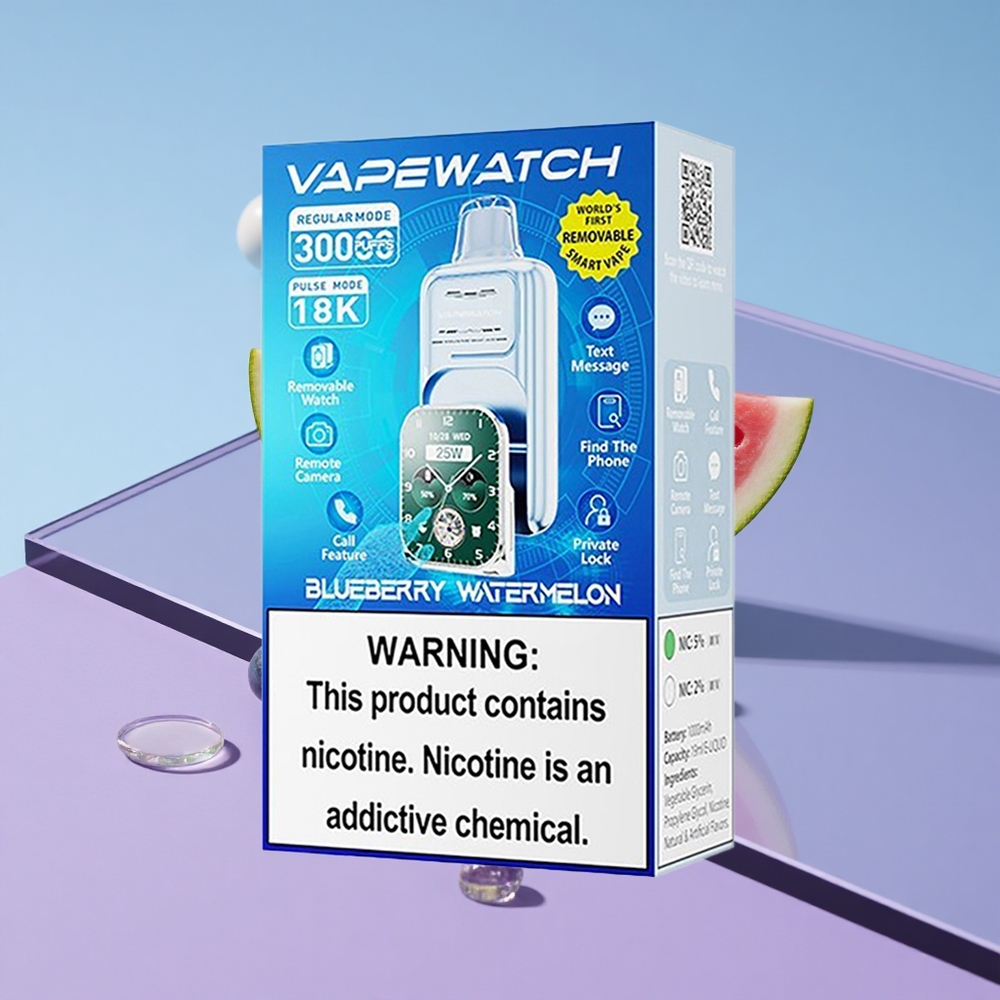Blåbær Vannmelon JNR Vape Watch 30000 Puffs 19mL e-væske Dual Mesh Coil vape wholesale Norway