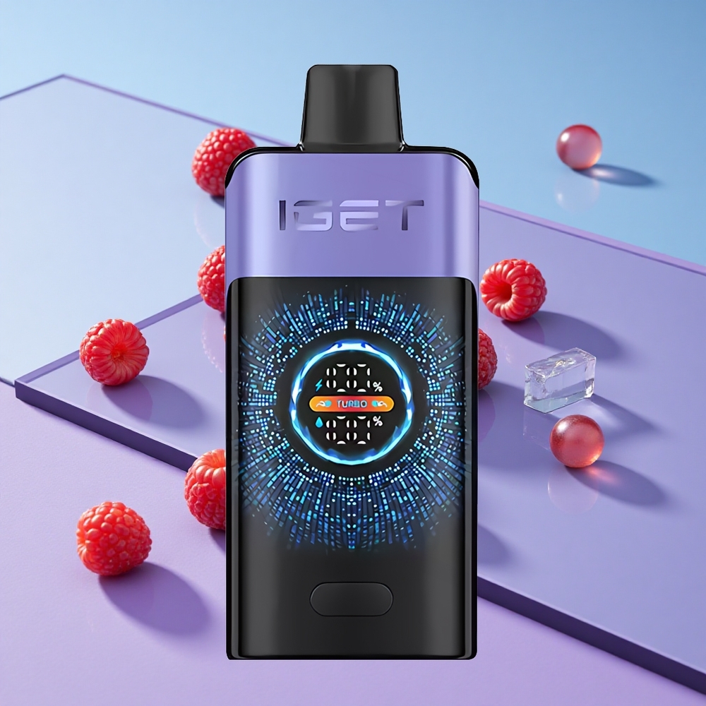 Bringebær Drue Is IGET ONE 12000 Puffs 2700 mAh Batteri Stor Bøyd Fargeskjerm vape wholesale Norway