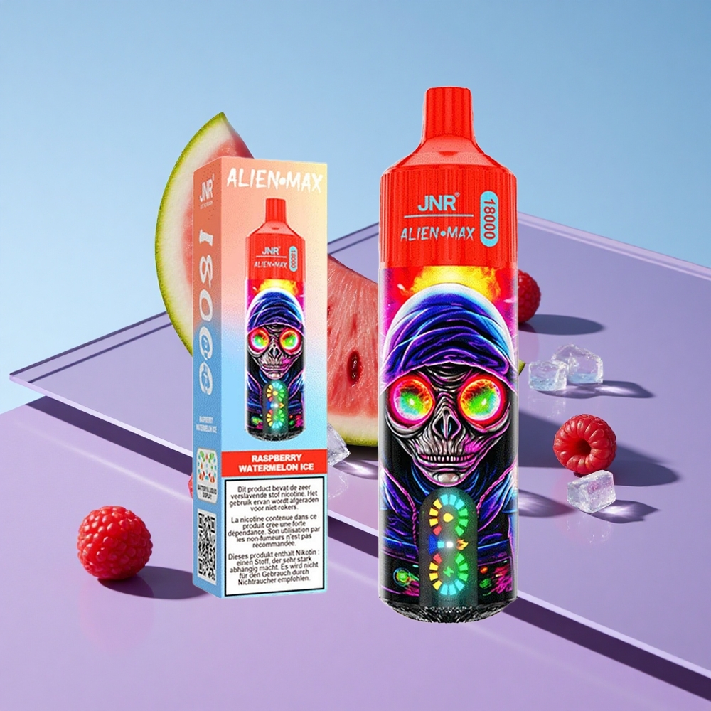 Bringebær Vannmelon Is JNR Alien Max 18000 Puffs Smart LED Display Dual Mesh Coil vape wholesale Norway