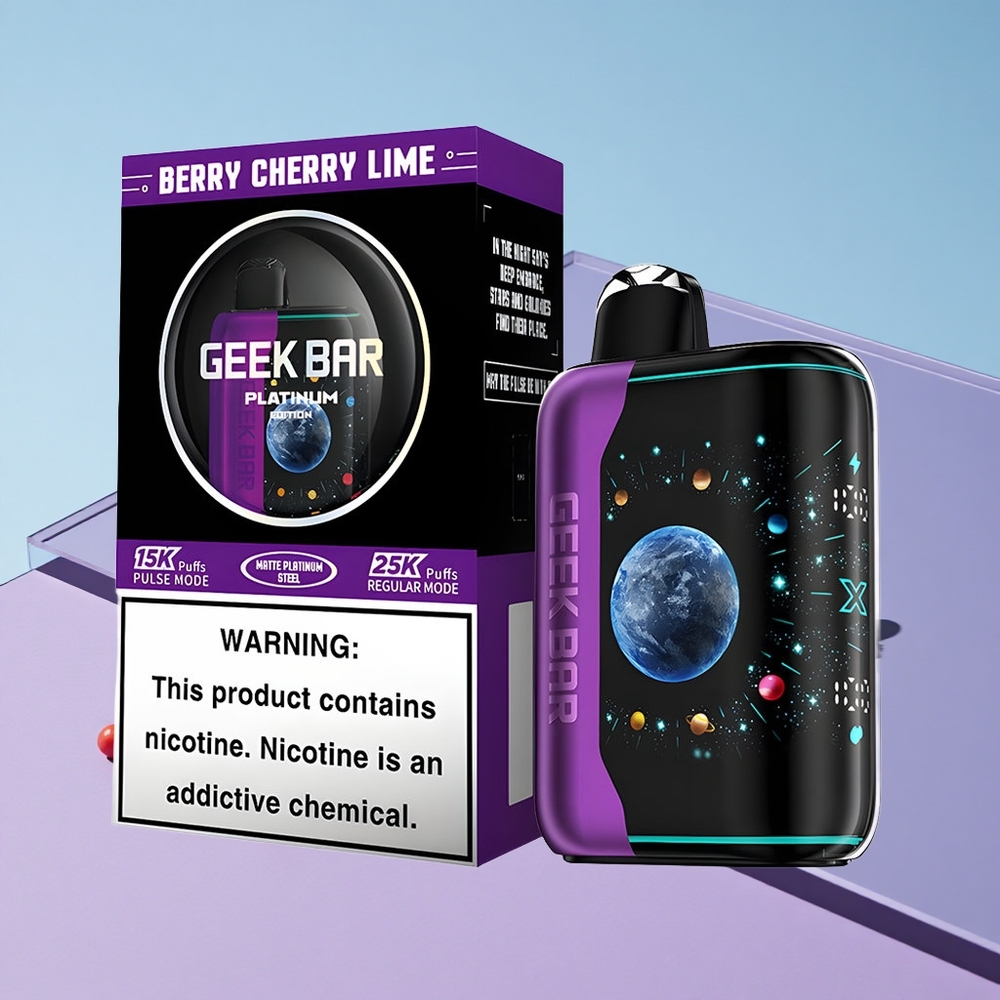 Bær Kirsebær Lime GEEK BAR Platinum Edition 25000 Puffs Dynamisk 3D-buet skjerm vape wholesale Norway