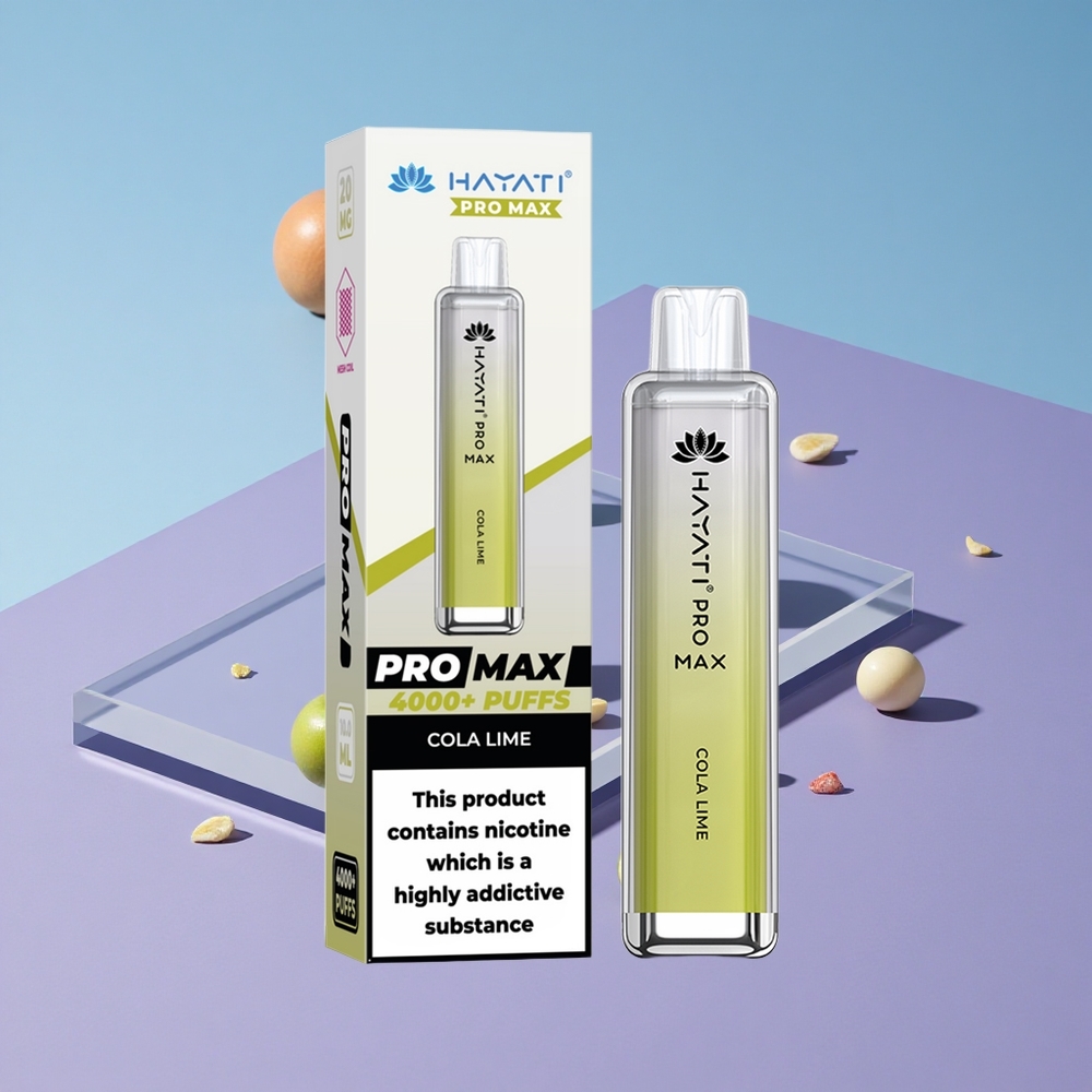 Cola Lime Hayati Pro Max 4000 Puffs Oppladbar Vape med LED-lys vape wholesale Norway