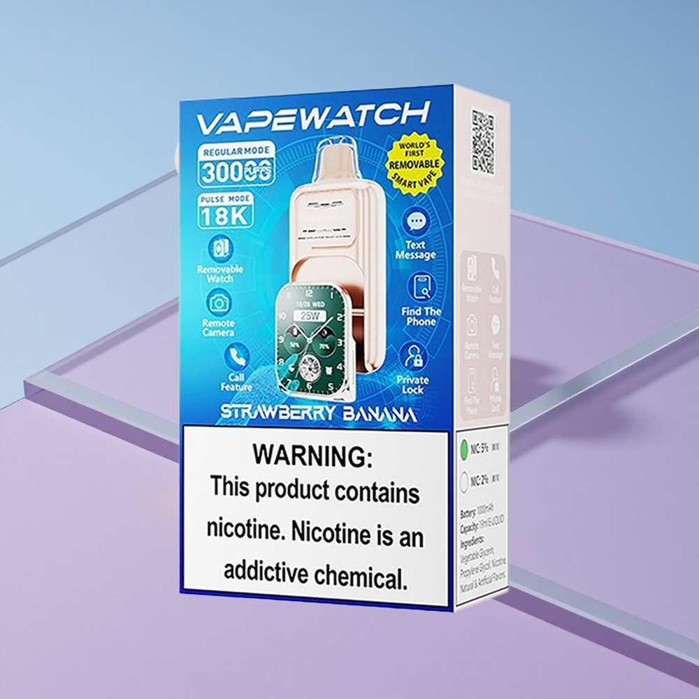 Jordbær Banan JNR Vape Watch 30000 Puffs 19mL E-væske Type-C Ladning vape wholesale Norway