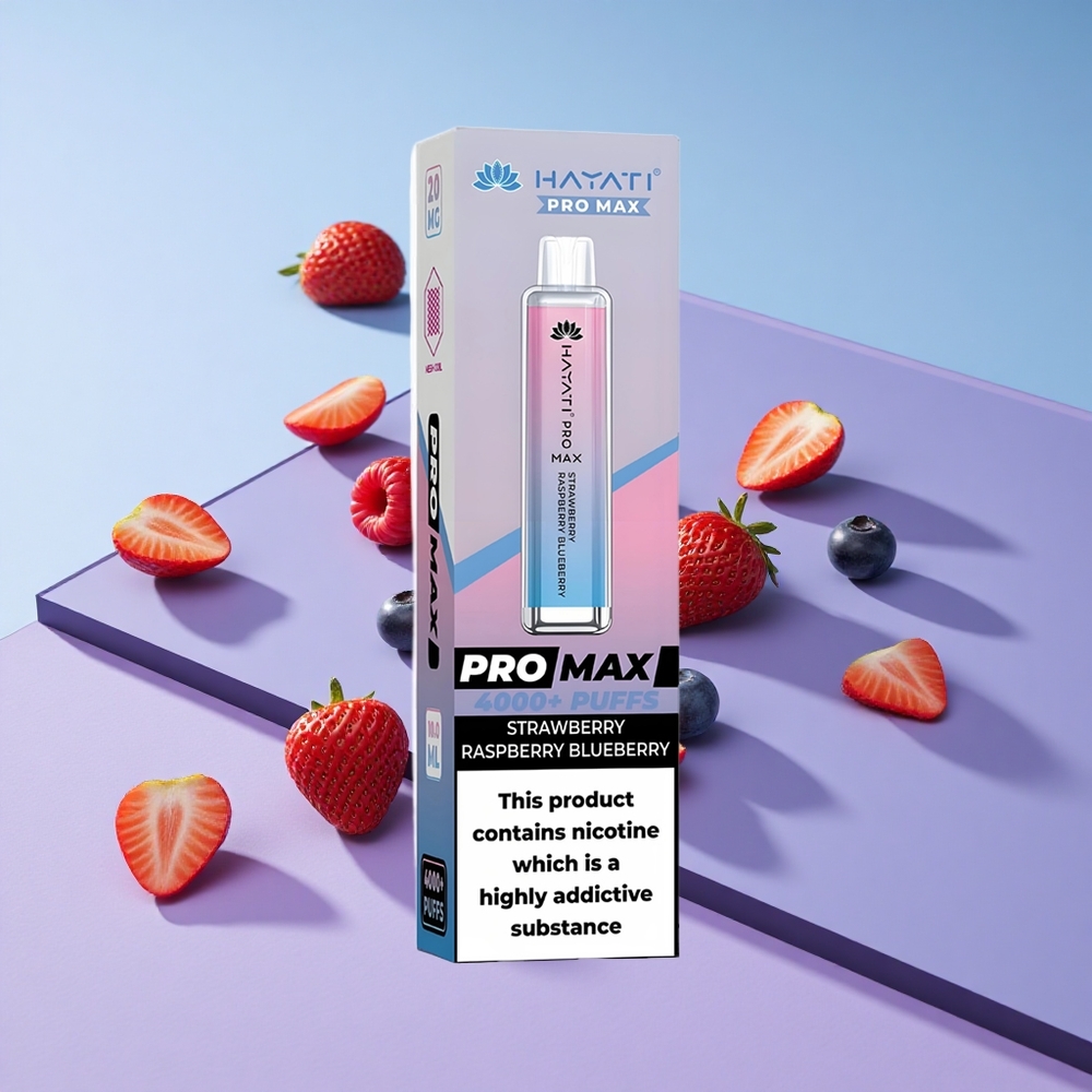 Jordbær Bringebær Blåbær Hayati Pro Max 4000 Puffs Oppladbar LED vape wholesale Norway