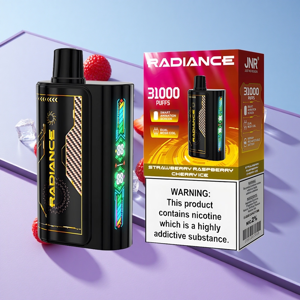 Jordbær Bringebær Kirsebær Is JNR Radiance 31000 Puffs Smart Animation Screen vape wholesale Norway