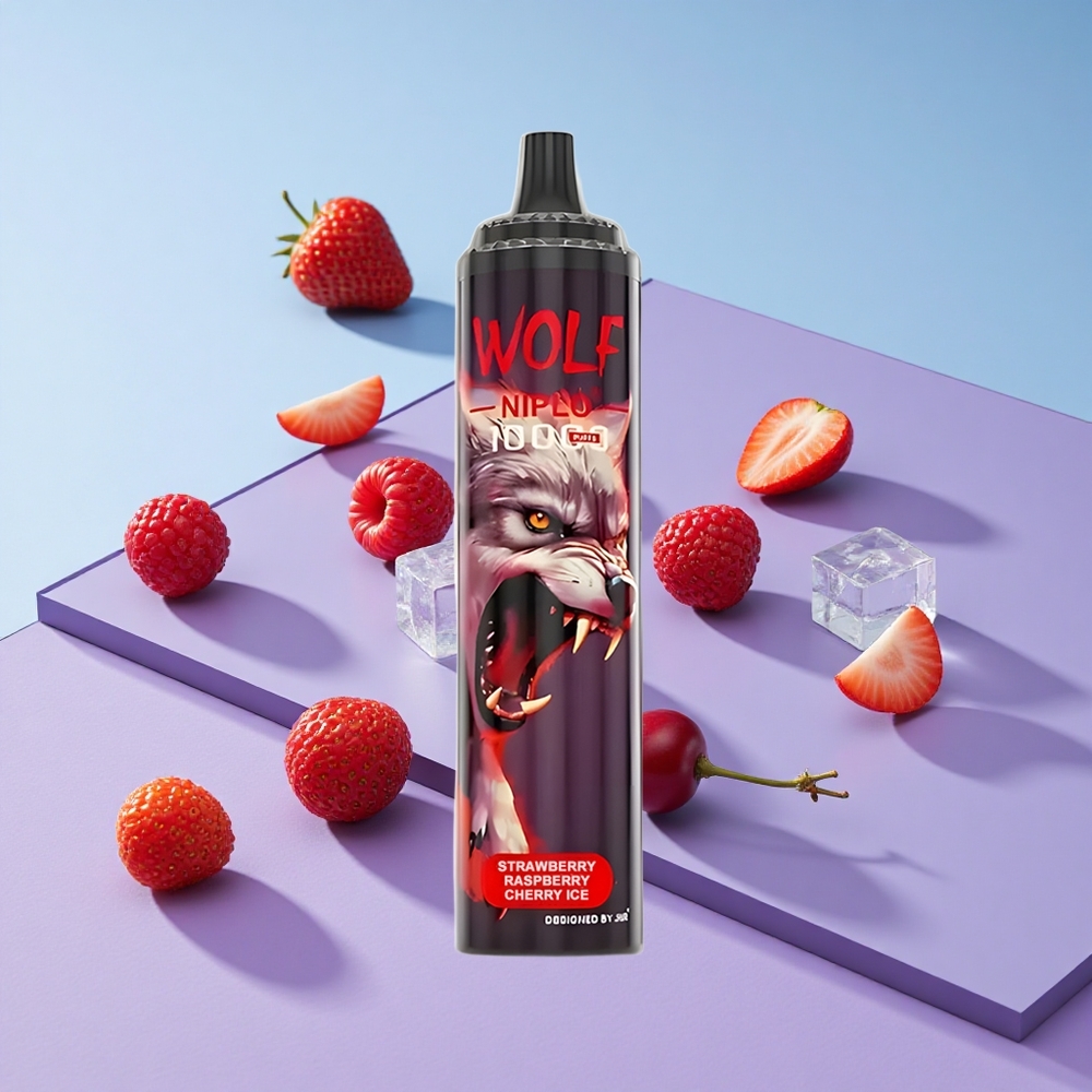 Jordbær Bringebær Kirsebær Is JNR Wolf Niplo 10000 Puffs 20ml Vape wholesale Norway