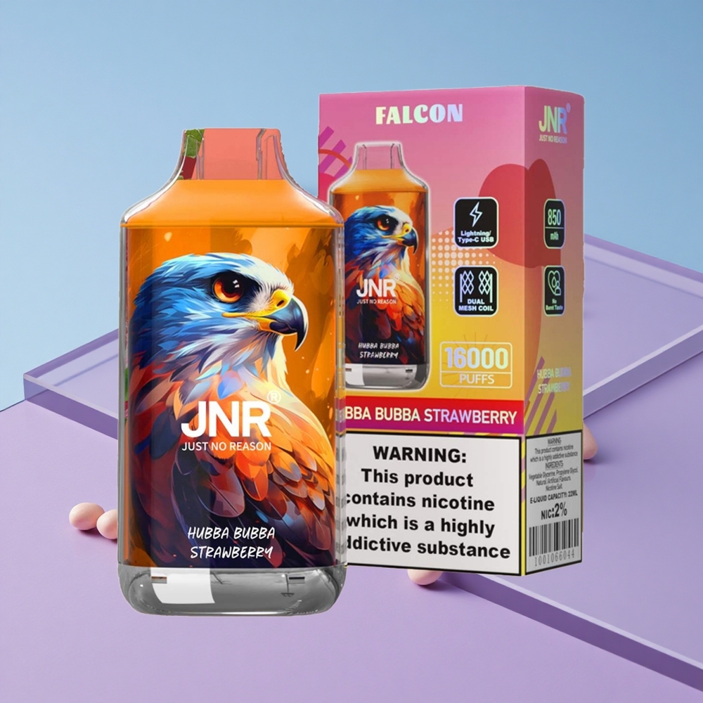 Jordbær Hubba Bubba JNR Falcon 16000 Puffs 22ml Vape Engangs Vape wholesale Norway