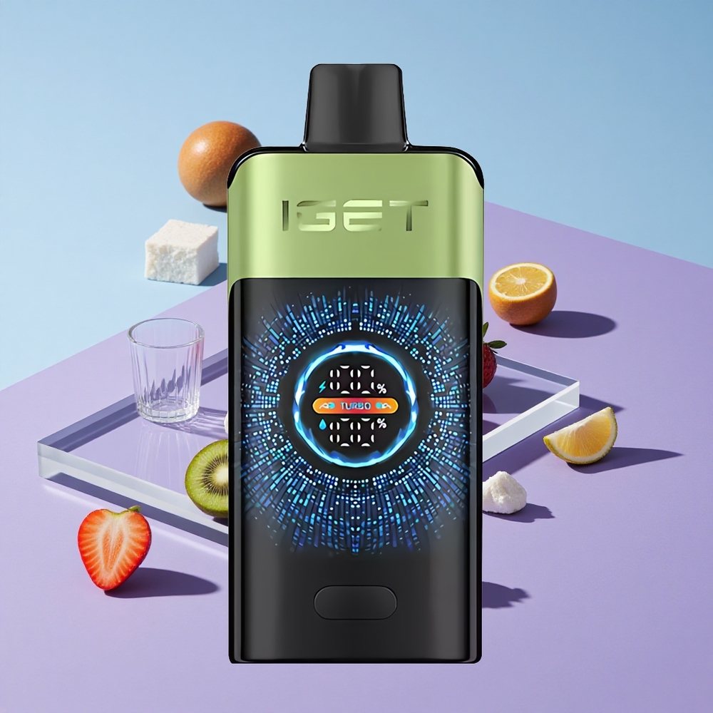 Jordbær Kiwi Is IGET ONE 12000 Puffs Stor Bøyd Fargeskjerm vape wholesale Norway