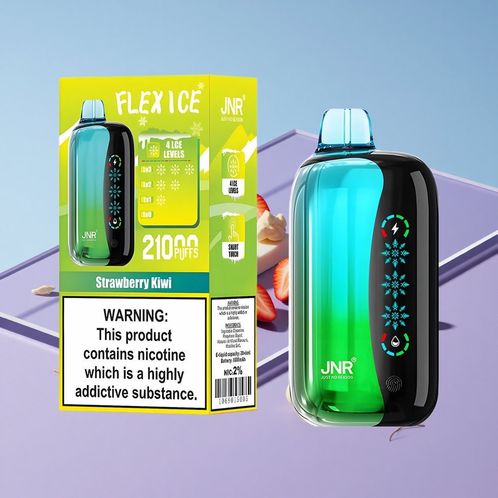 Jordbær Kiwi JNR Flex Ice 21000 Puffs Tilpassbar Luftstrøm Type-C vape wholesale Norway