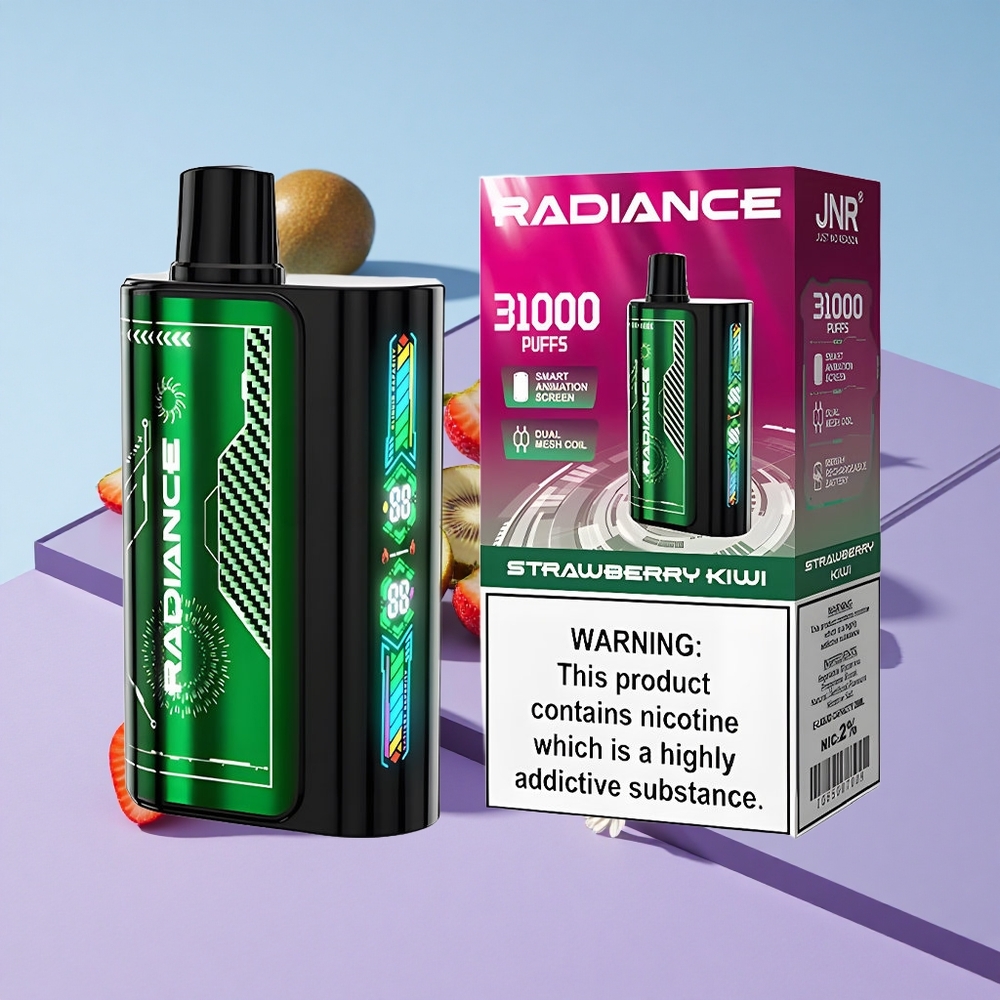 Jordbær Kiwi JNR Radiance 31000 Puffs 28ml E-væske Dual Mesh Coil vape wholesale Norway