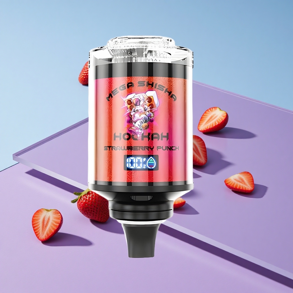 Jordbær Punch JNR Mega Shisha Hookah 100K Puffs Interaktiv Smart Skjerm vape wholesale Norway