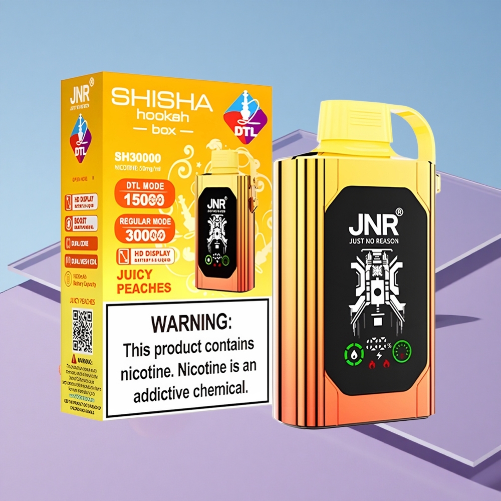 Juicy Peaches JNR Shisha Hookah Box 20500 Puffs HD Skjerm 25ml E-væske Dual Mesh Coil vape wholesale Norway