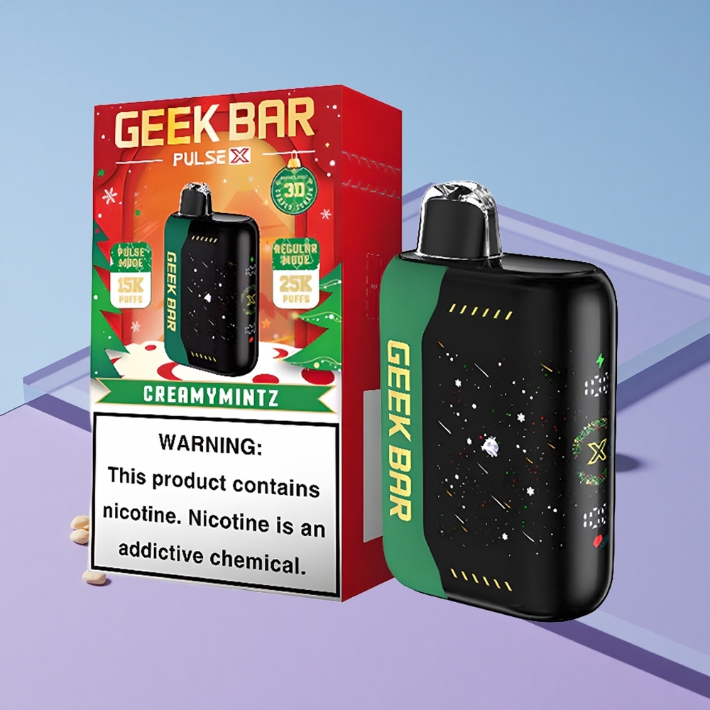 Juleversjon Geek Bar Pulse X 25000 Puffs med 18mL Fylt E-Væske og USB Type-C Lading vape wholesale Norway