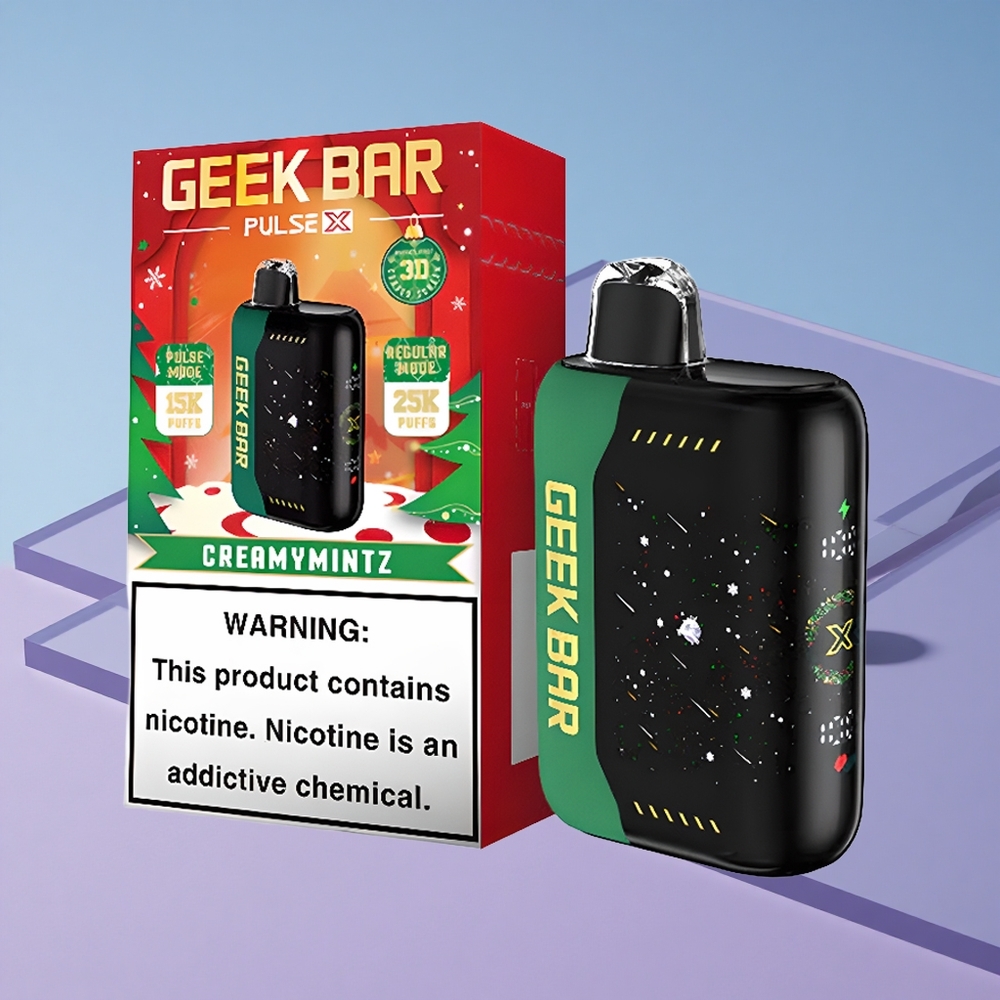 Juleversjon Geek Bar Pulse X 25000 Puffs med 18mL Fylt E-Væske og USB Type-C Lading vape wholesale Norway