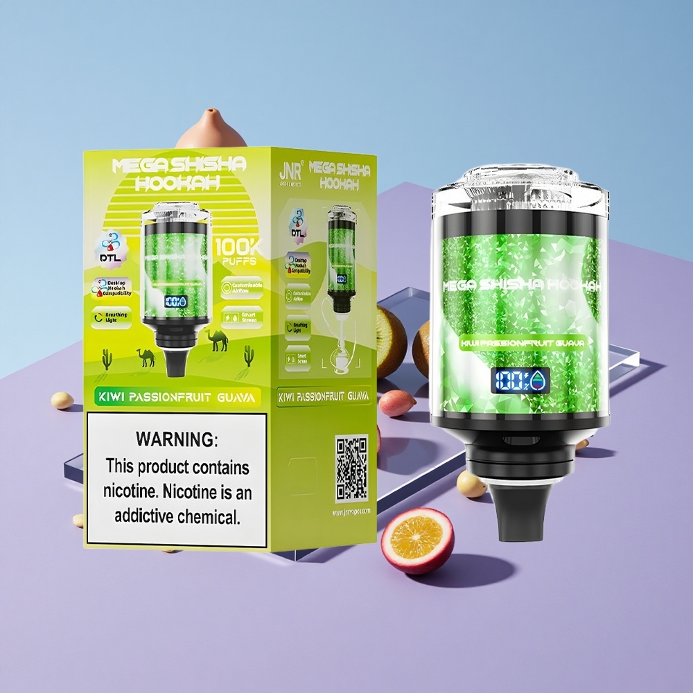 Kiwi Pasjonsfrukt Guava JNR Mega Shisha Hookah 100K 100000 Puffs Interaktiv Smart Skjerm vape wholesale Norway