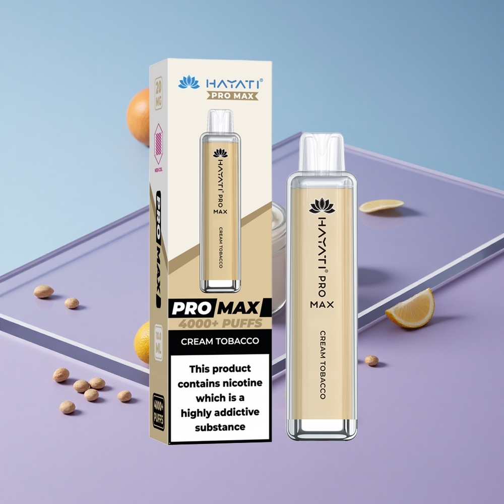 Krem Tobakk Hayati Pro Max 4000 Puffs Oppladbar 1400mAh LED Lys vape wholesale Norway
