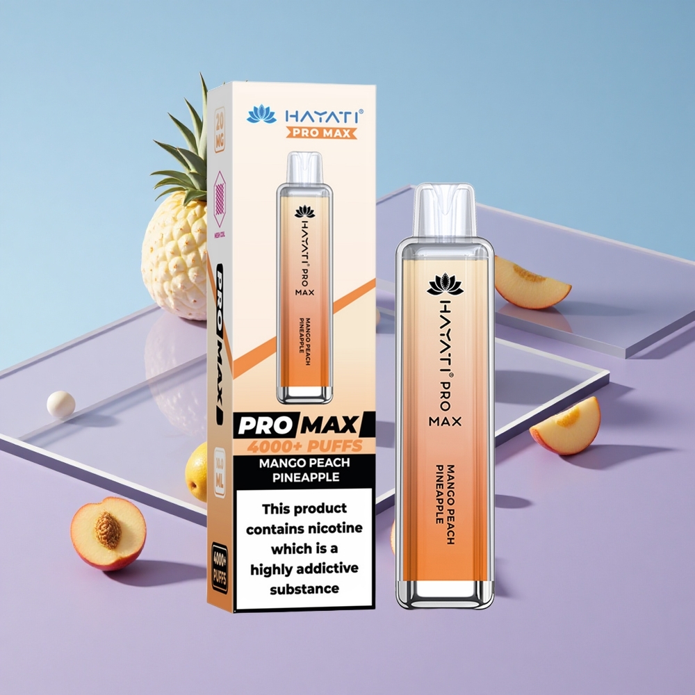 Mango Fersken Ananas Hayati Pro Max 4000 Puffs Oppladbar LED Crystal vape wholesale Norway