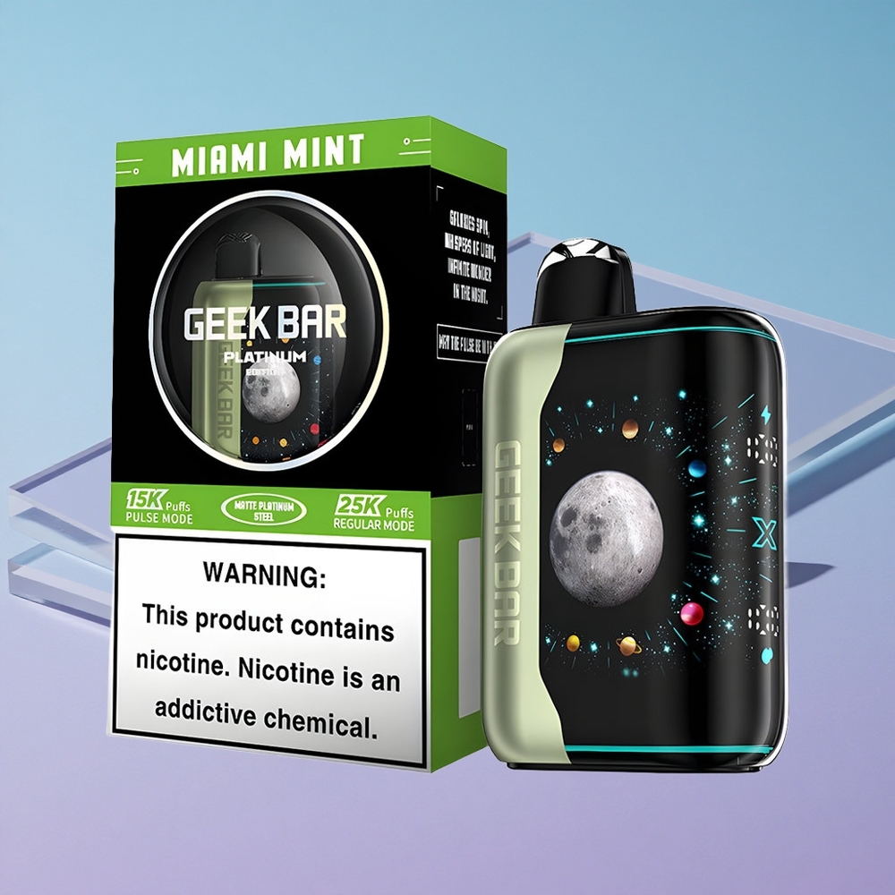 Miami Mynte GEEK BAR Platinum Edition 25000 Puffs Dynamic 3D Kurvet Skjerm vape wholesale Norway