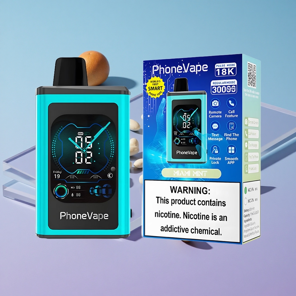 Miami Mynte JNR PhoneVape 30000 Puffs Oppladbar Vape med Turbo Modus vape wholesale Norway