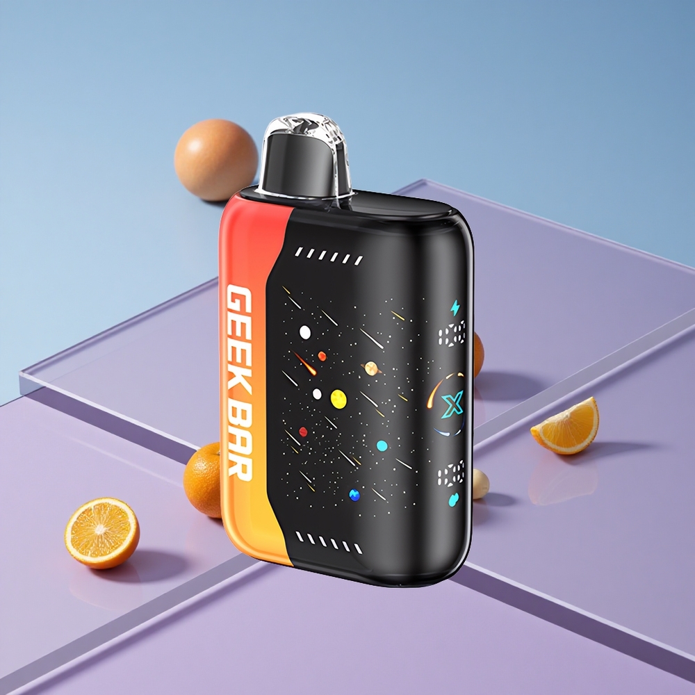 Oransje Drage GEEK BAR Pulse X 42K Puffs Meteor Edition med 3D buet skjerm og DTL Infinite Control vape wholesale Norway
