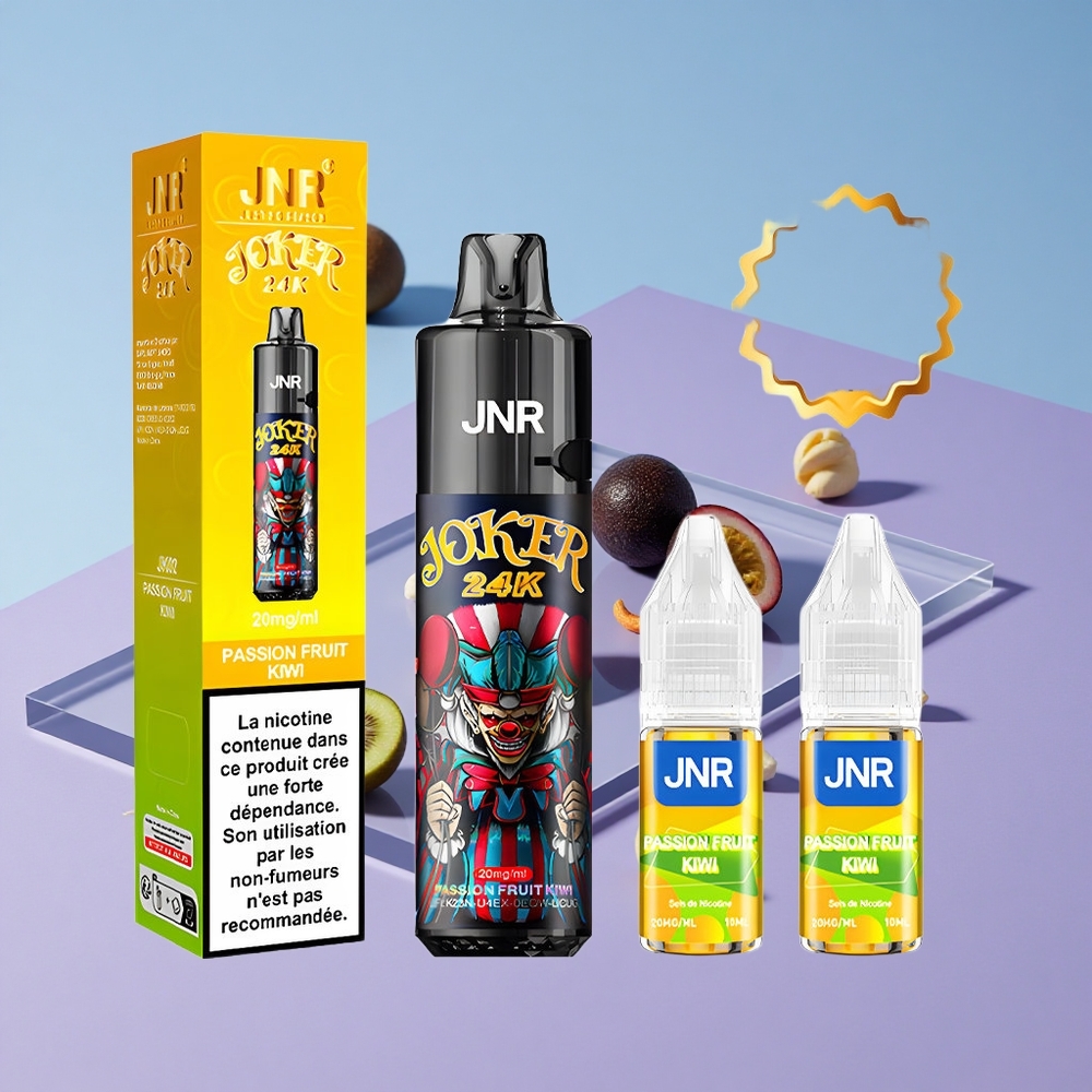 Passionsfrukt Kiwi JNR Joker 24K Puffs Refillbar Pod Type-C vape wholesale Norway