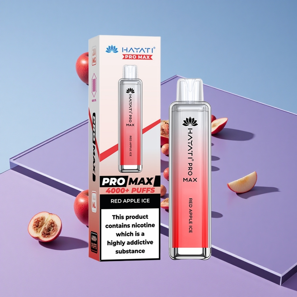 Rød Eple Is Hayati Pro Max 4000 Puffs Oppladbar E-sigarett med LED-lys vape wholesale Norway