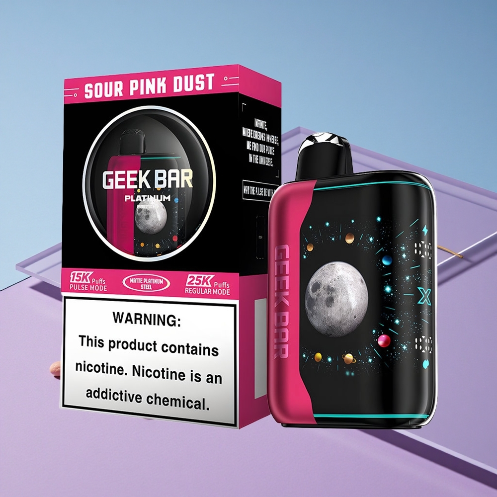 Sur Pink Støv GEEK BAR Platinum Edition 25000 Puffs Premium Matte Platina Stål Finish vape wholesale Norway