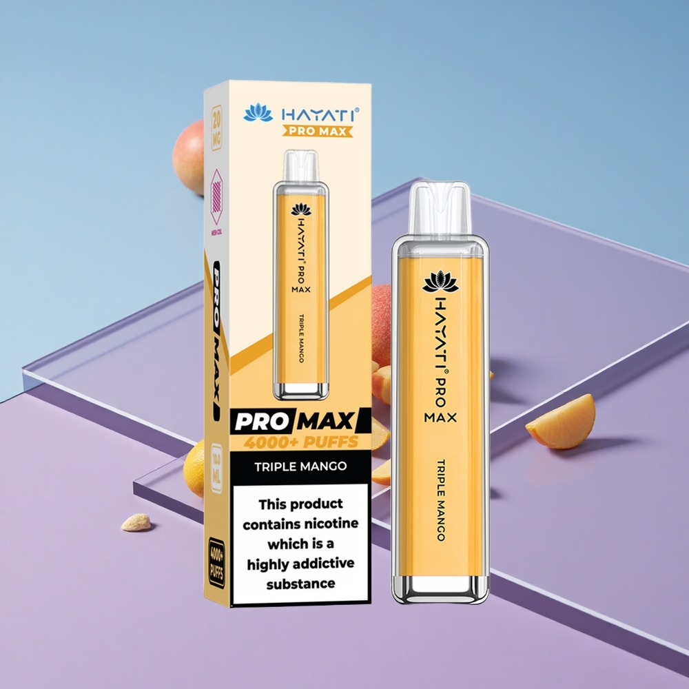 Triple Mango Hayati Pro Max 4000 Puffs Oppladbar Vape med LED-lys vape wholesale Norway