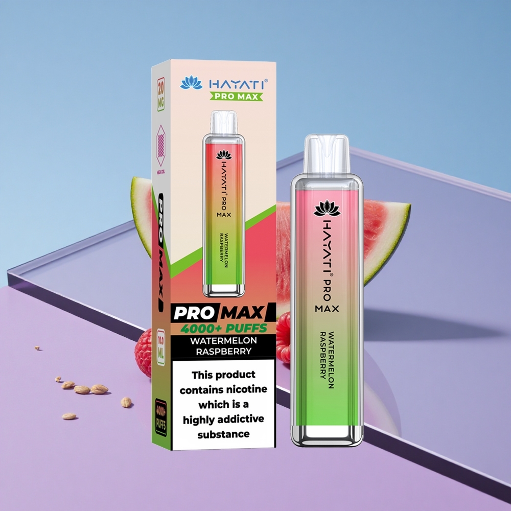 Vannmelon Bringebær Hayati Pro Max 4000 Puffs Oppladbar med 1400mAh Batteri vape wholesale Norway