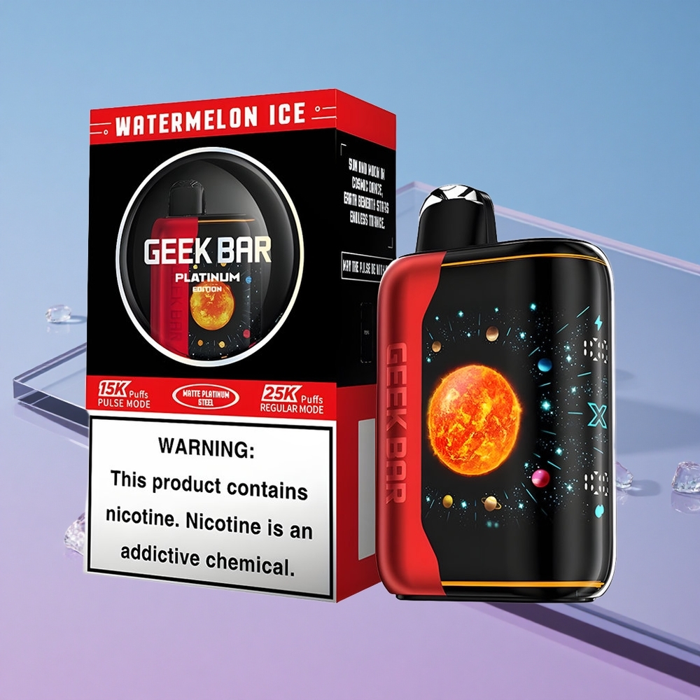 Vannmelon Is GEEK BAR Platinum Edition 25000 Pulsar Premium Matte Platinum Steel Finish vape wholesale Norway